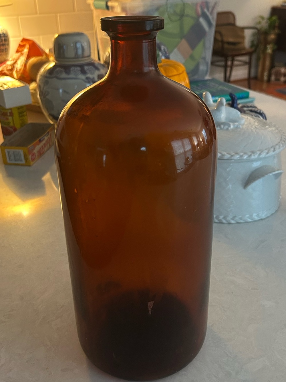 Vintage 1930’s Amber Brown 13”Apothecary Bottle